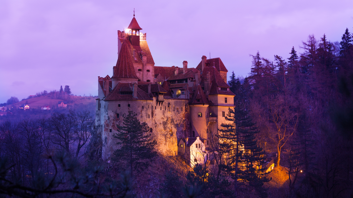 Foto de un castillo en mitad del bosque